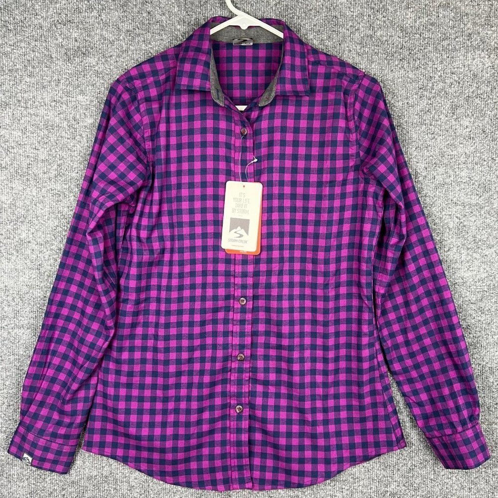NWT Storm Creek women Long Sleeve Button Stretch Flannel shirt‎ Juliana SZ S